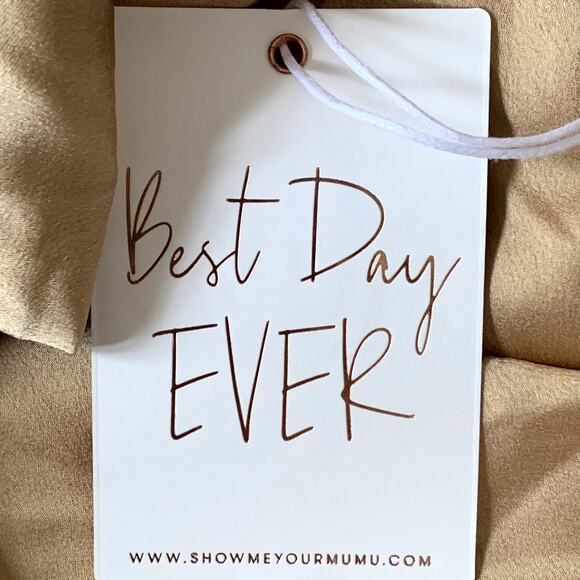 NWT Show Me Your Mumu Jasmine Halter Midi Dress in True Gold Luxe Satin - Picture 7 of 9